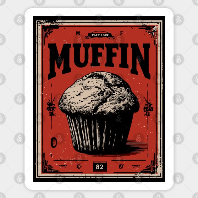 Muffin Poster Design with Bold Vintage Bakery Aesthetic Sticker by TuncGK